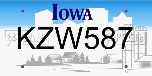 KZW587 Iowa License Plate