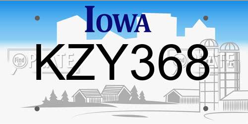 KZY368 Iowa License Plate