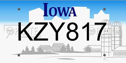 KZY817 Iowa License Plate