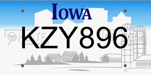 KZY896 Iowa License Plate