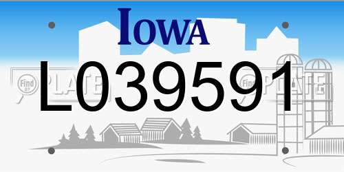L039591 Iowa License Plate