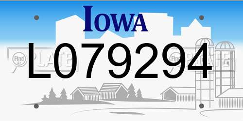 L079294 Iowa License Plate