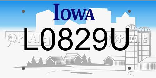 L0829U Iowa License Plate