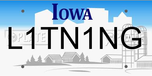 L1TN1NG Iowa License Plate