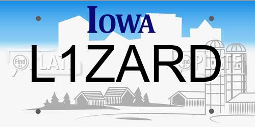 L1ZARD Iowa License Plate