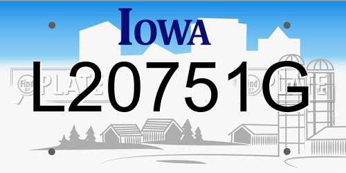 L20751G Iowa License Plate