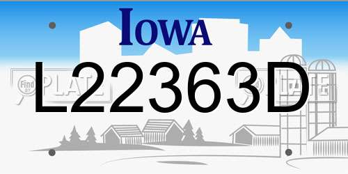 L22363D Iowa License Plate
