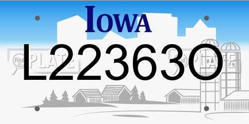 L22363O Iowa License Plate