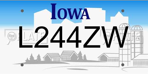 L244ZW Iowa License Plate