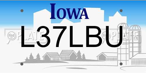 L37LBU Iowa License Plate