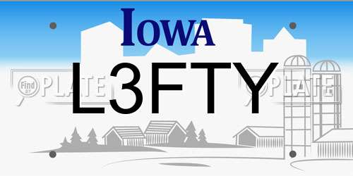 L3FTY Iowa License Plate