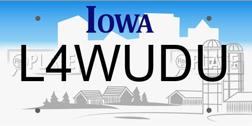 L4WUDU Iowa License Plate