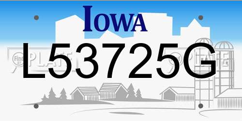 L53725G Iowa License Plate