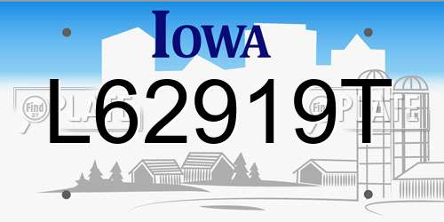L62919T Iowa License Plate