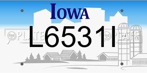 L6531I Iowa License Plate