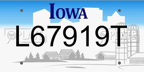 L67919T Iowa License Plate