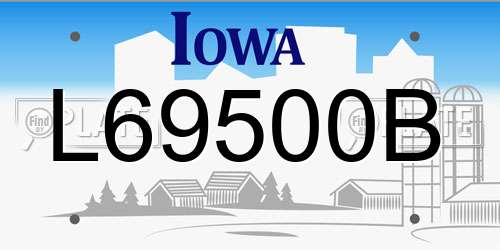 L69500B Iowa License Plate
