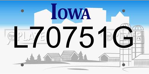 L70751G Iowa License Plate