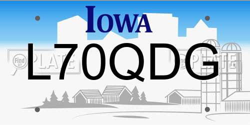 L70QDG Iowa License Plate