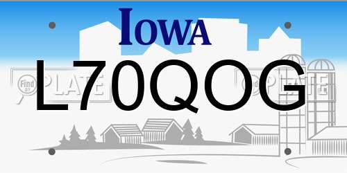 L70QOG Iowa License Plate