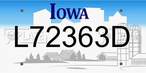 L72363D Iowa License Plate