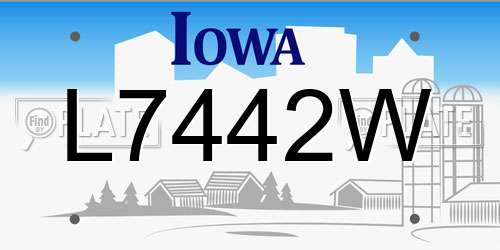 L7442W Iowa License Plate