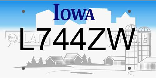 L744ZW Iowa License Plate