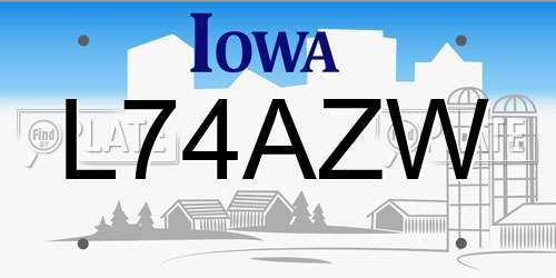 L74AZW Iowa License Plate