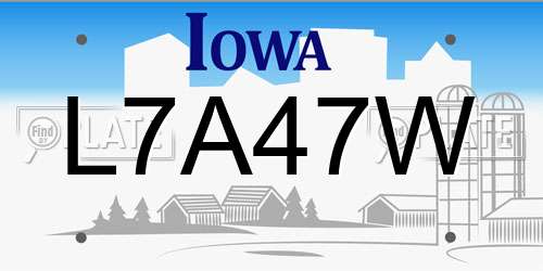 L7A47W Iowa License Plate