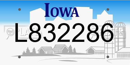L832286 Iowa License Plate