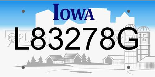L83278G Iowa License Plate