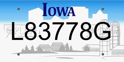 L83778G Iowa License Plate