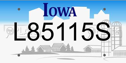 L85115S Iowa License Plate