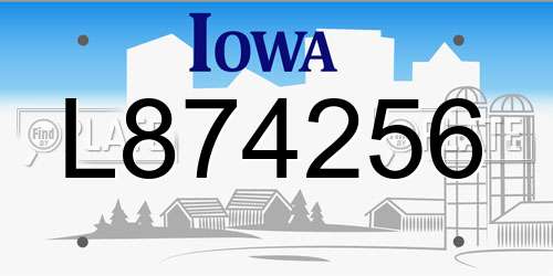 L874256 Iowa License Plate