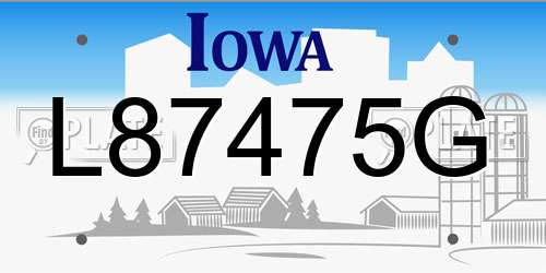 L87475G Iowa License Plate