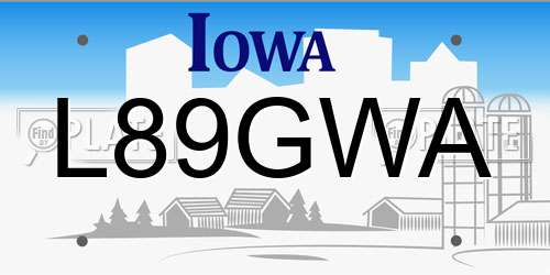 L89GWA Iowa License Plate