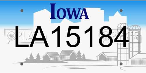LA15184 Iowa License Plate