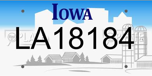 LA18184 Iowa License Plate