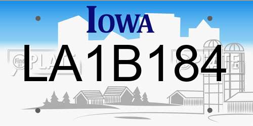 LA1B184 Iowa License Plate