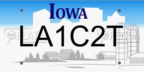 LA1C2T Iowa License Plate