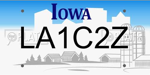 LA1C2Z Iowa License Plate