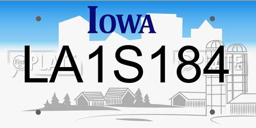 LA1S184 Iowa License Plate