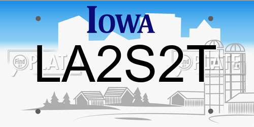LA2S2T Iowa License Plate