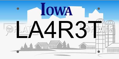 LA4R3T Iowa License Plate
