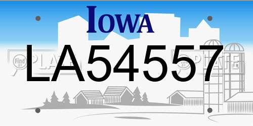 LA54557 Iowa License Plate