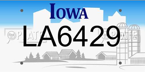 LA6429 Iowa License Plate
