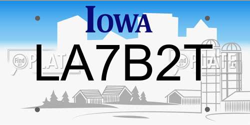 LA7B2T Iowa License Plate