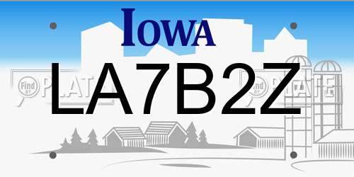 LA7B2Z Iowa License Plate