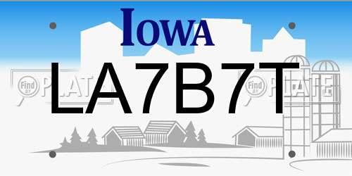 LA7B7T Iowa License Plate