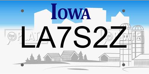 LA7S2Z Iowa License Plate